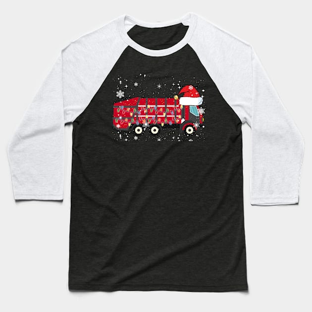 Garbage Truck Shirt Christmas Santa Hat Themed Baseball T-Shirt by AstridLdenOs